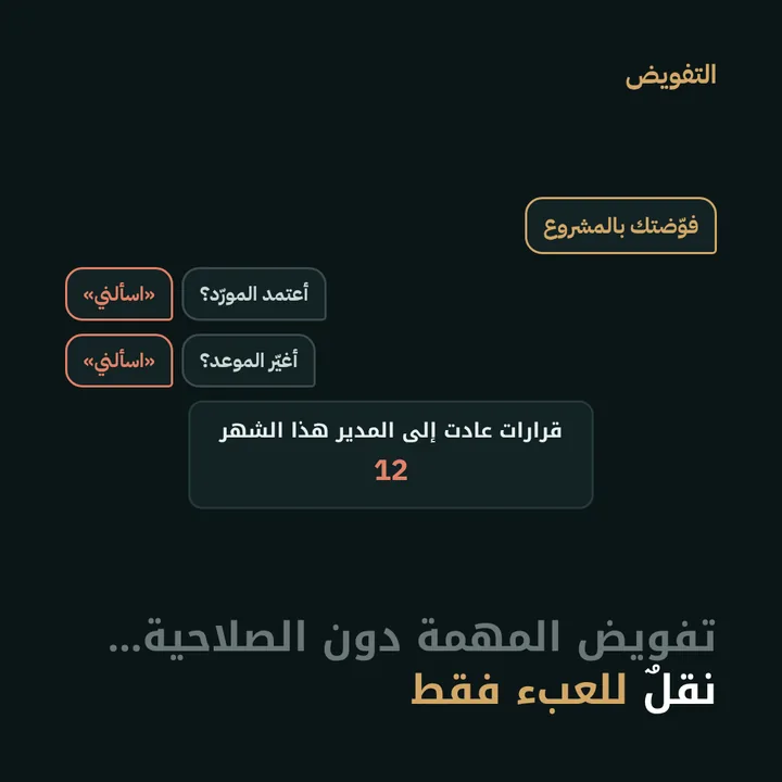 التفويض: تفويض المهمة دون الصلاحية… نقلٌ للعبء فقط
